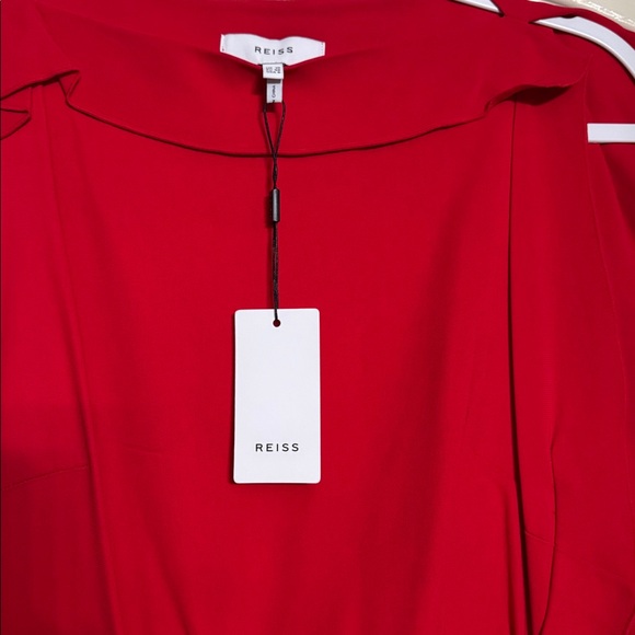 NWT REISS Robyn Ruffle Side Bodycon Dress In Red. $370 - Picture 11 of 14